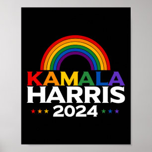 Affiche Drapeau arc-en-ciel Harris 2024 Fierté Gay Lgbt