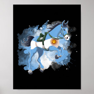 Affiche Drapeau Argentine équitation