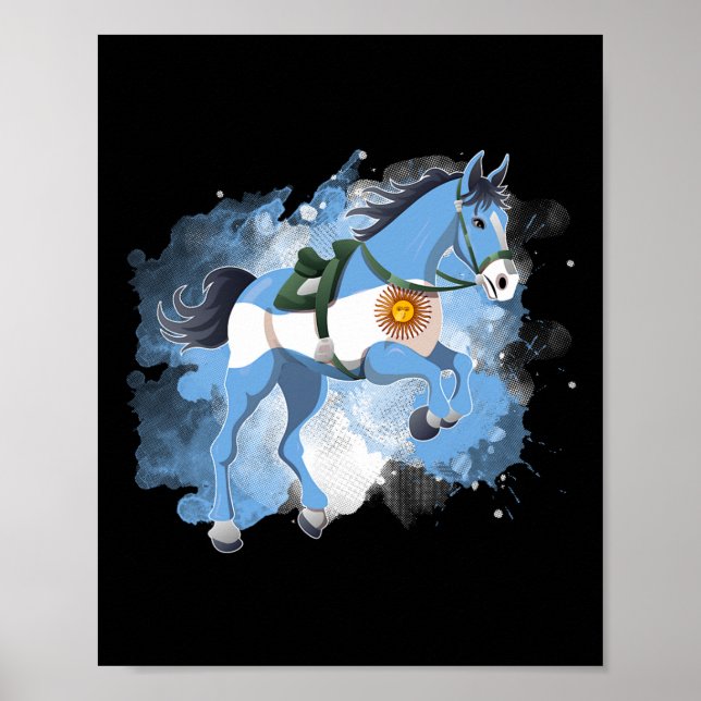 Affiche Drapeau Argentine équitation (Devant)