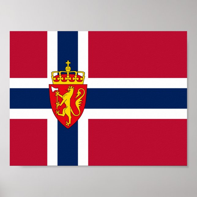 Affiche Drapeau/Armoiries de Norvège (Devant)