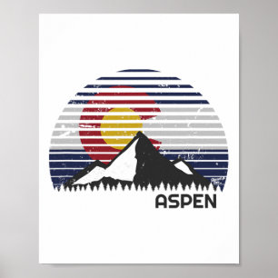 Affiche Drapeau Aspen Colorado - Co Mountain