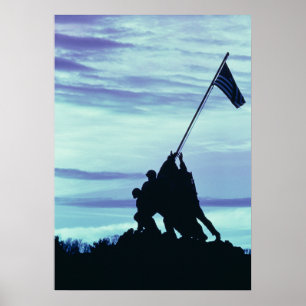 Affiche Drapeau augmentant sur l'affiche d'Iwo Jima