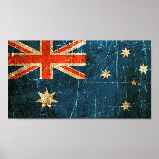 Affiche Drapeau australien Vintage rayé et usé (Devant)