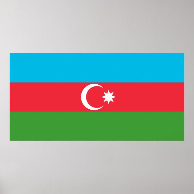 Affiche Drapeau azerbaïdjanais (Azerbaïdjan) (Devant)