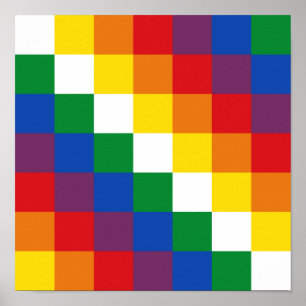 Affiche Drapeau Bandera de la Wiphala Andes Qulla Suyu