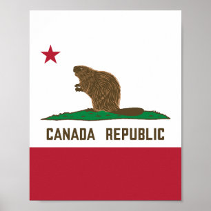 Affiche Drapeau Beaver Canada Republic California