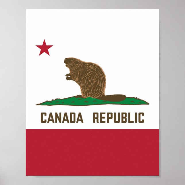 Affiche Drapeau Beaver Canada Republic California (Devant)