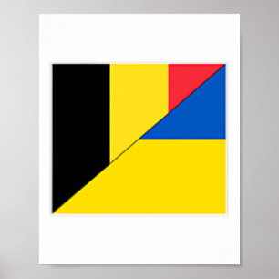 Affiche Drapeau Belgique Ukraine Nationalité Belge Ukraini