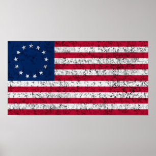 Affiche Drapeau Betsy Ross en état de détresse