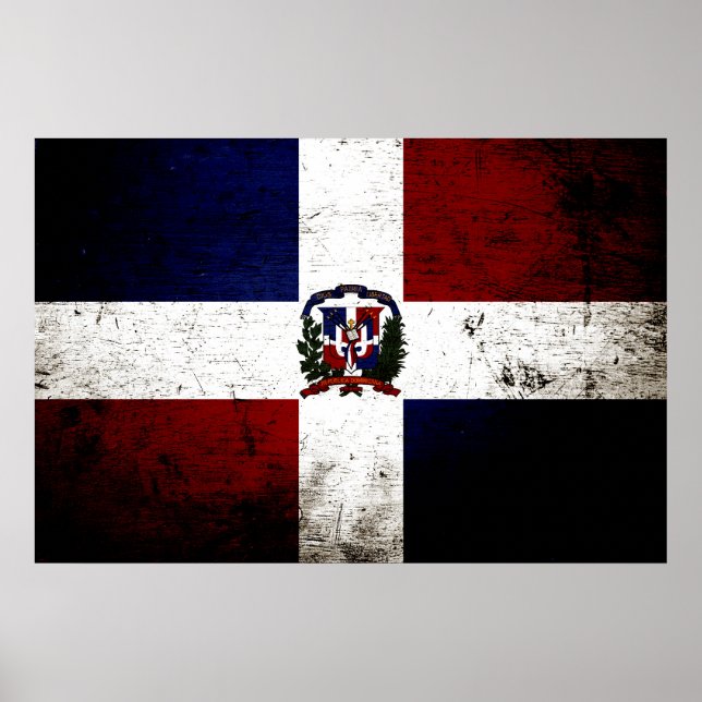 Affiche Drapeau Black Grunge République Dominicaine (Devant)