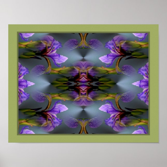 Affiche Drapeau bleu Fleur d'Iris Nature Abstraite (Devant)