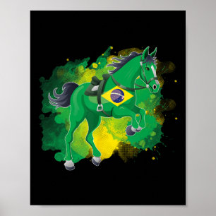 Affiche Drapeau Brésil équitation