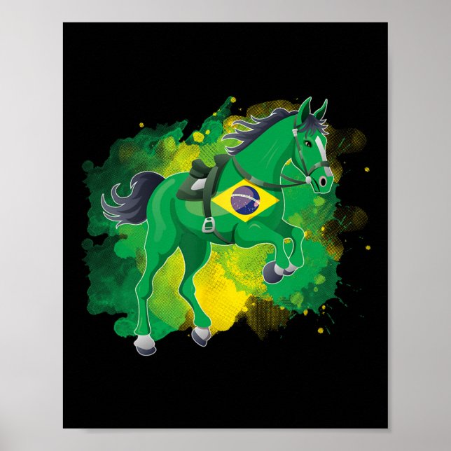 Affiche Drapeau Brésil équitation (Devant)