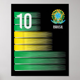 Affiche Drapeau Brésil Numéro 10 Brésil Football Hommes Fe
