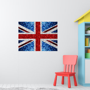 Affiche Drapeau britannique rouge bleu blanc scintille pai