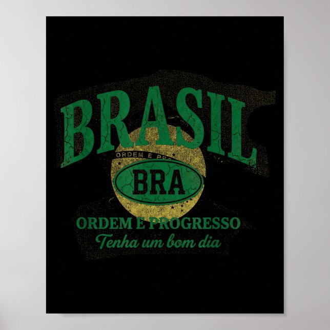 Affiche Drapeau Cadeau Brésil Fan Brésilien Vintage Samba (Devant)