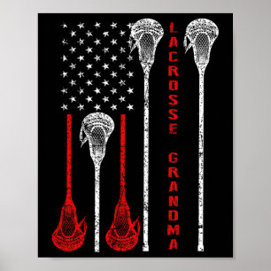 Affiche Drapeau cadeau de Lacrosse Grand-mère 4 juillet Ét