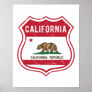 Affiche Drapeau California Route 66