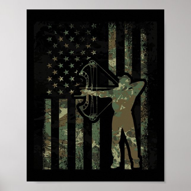 Affiche Drapeau Camo Américain Chasse De Chasse De Chasse  (Devant)