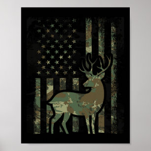 Affiche Drapeau Camo Américain Chasse De Chasse De Chasse 