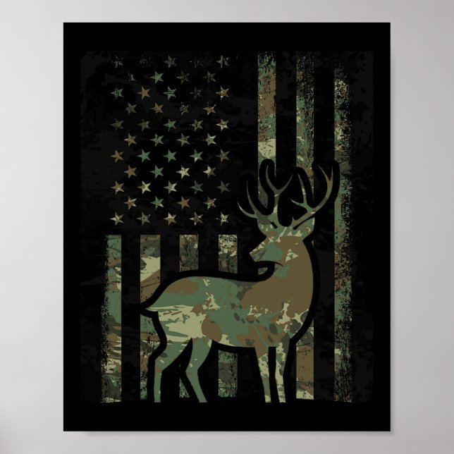 Affiche Drapeau Camo Américain Chasse De Chasse De Chasse  (Devant)