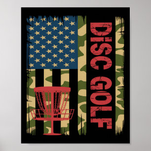 Affiche Drapeau Camo Disc Golf Usa - Joueur de Frolf Patri