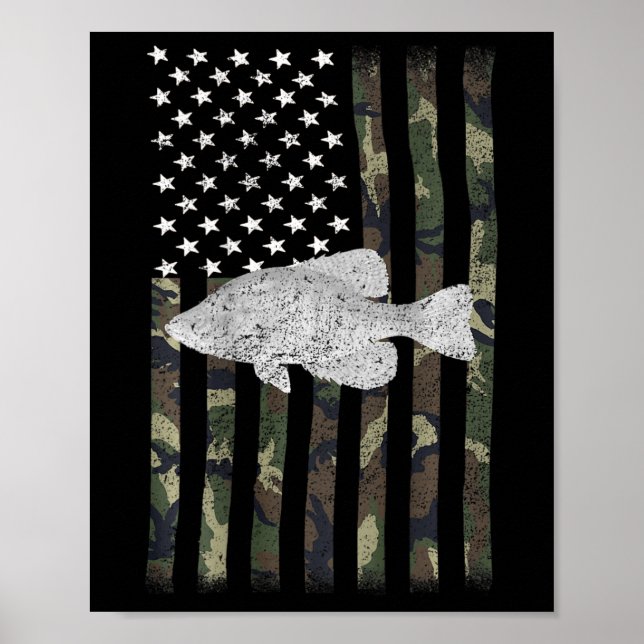 Affiche Drapeau Camo pour la pêche au Crappie (au dos)  (Devant)