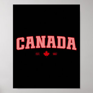 Affiche Drapeau Canada Amour Rétro Fête du Canada Feuille