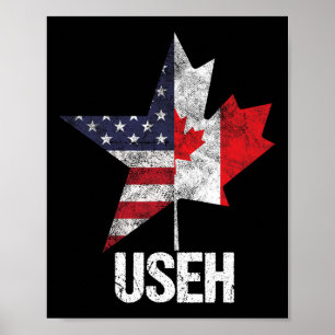Affiche Drapeau canadien américain Mi-Cadien Mi-Américain