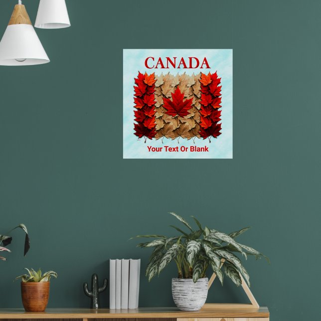 Affiche Drapeau canadien de la feuille d'érable d'automne (Salon 1)