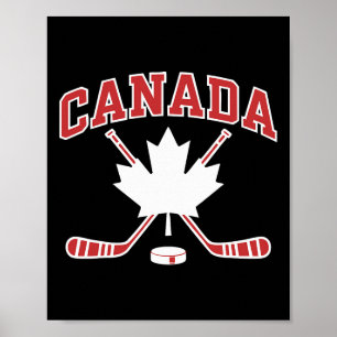 Affiche Drapeau Canadien Feuille d'Érable Hockey Fête du C