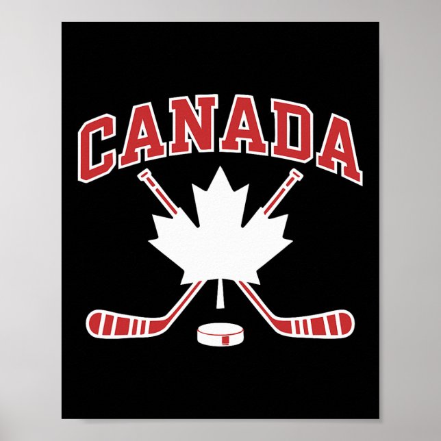 Affiche Drapeau Canadien Feuille d'Érable Hockey Fête du C (Devant)