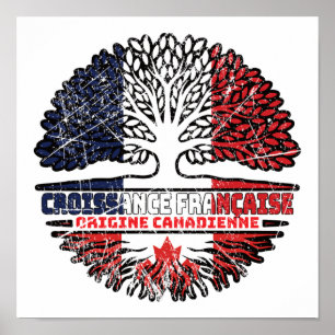 Affiche drapeau canadien France Arbre