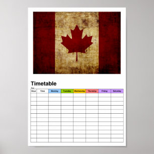 Affiche Drapeau canadien/grungé / Horaire