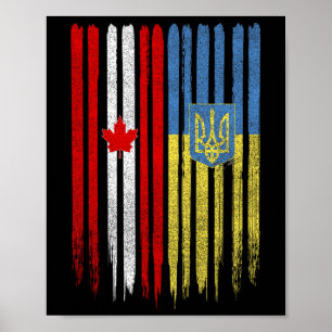 Affiche Drapeau canadien ukrainien Canada Ukraine