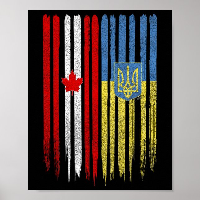 Affiche Drapeau canadien ukrainien Canada Ukraine (Devant)