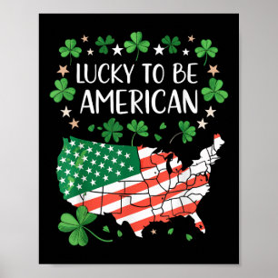 Affiche Drapeau carte du trèfle américain Shamrock