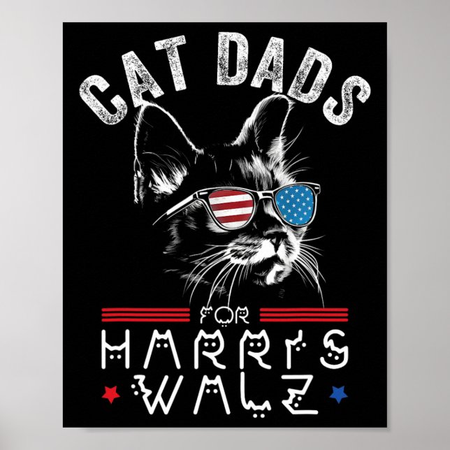 Affiche Drapeau Cat Dads For Harris Waltz 2024 Usa (Devant)