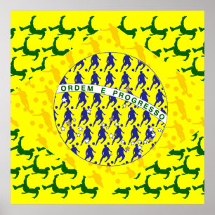 Affiche drapeau cinq étoiles de footballeur du Brésil