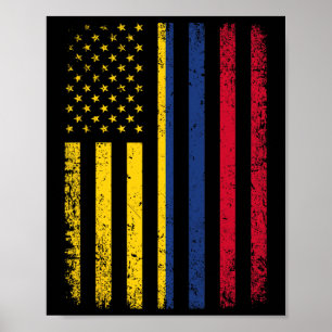Affiche Drapeau Colombie 4 juillet Drapeau Colombie-Britan