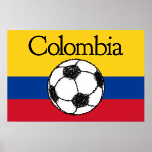 Affiche Drapeau colombien avec football