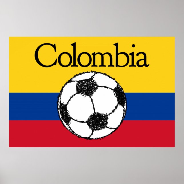 Affiche Drapeau colombien avec football (Devant)