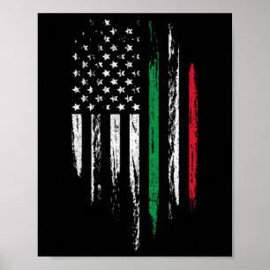 Affiche Drapeau Combo italo-américain Italie États-Unis It