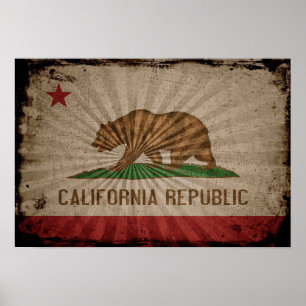 Affiche Drapeau cool Grunge California