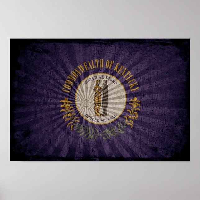 Affiche Drapeau cool Grunge Kentucky (Devant)