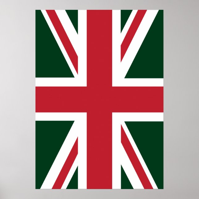 Affiche Drapeau cool vert foncé rouge Union Jack britanniq (Devant)