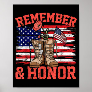Affiche Drapeau Coquelicot Rouge pour se souvenir et honor