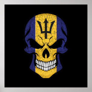 Affiche Drapeau crâne souriant de Barbade