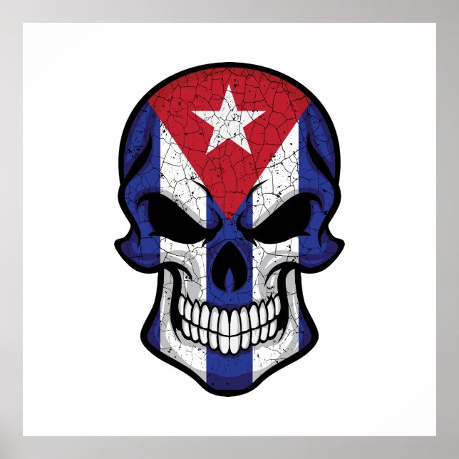 Affiche Drapeau crâne souriant de Cuba (Devant)