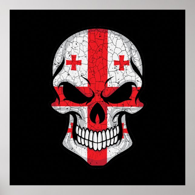 Affiche Drapeau crâne souriant de Géorgie (Devant)
